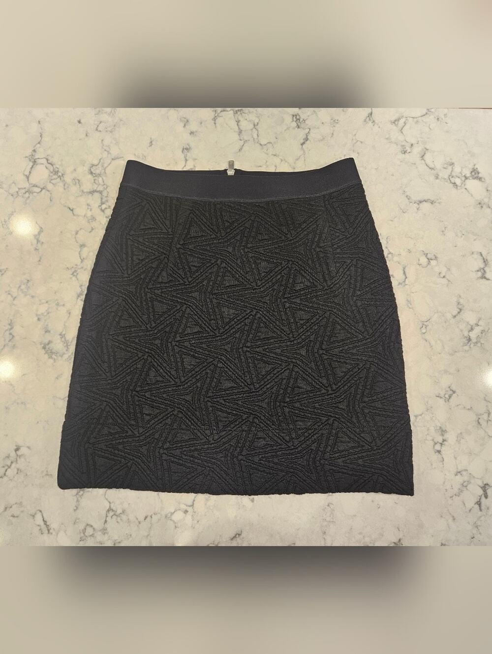 Sandro Paris Black Textured Knit Mini Skirt Stretch 26" Waist (No Size Tag)